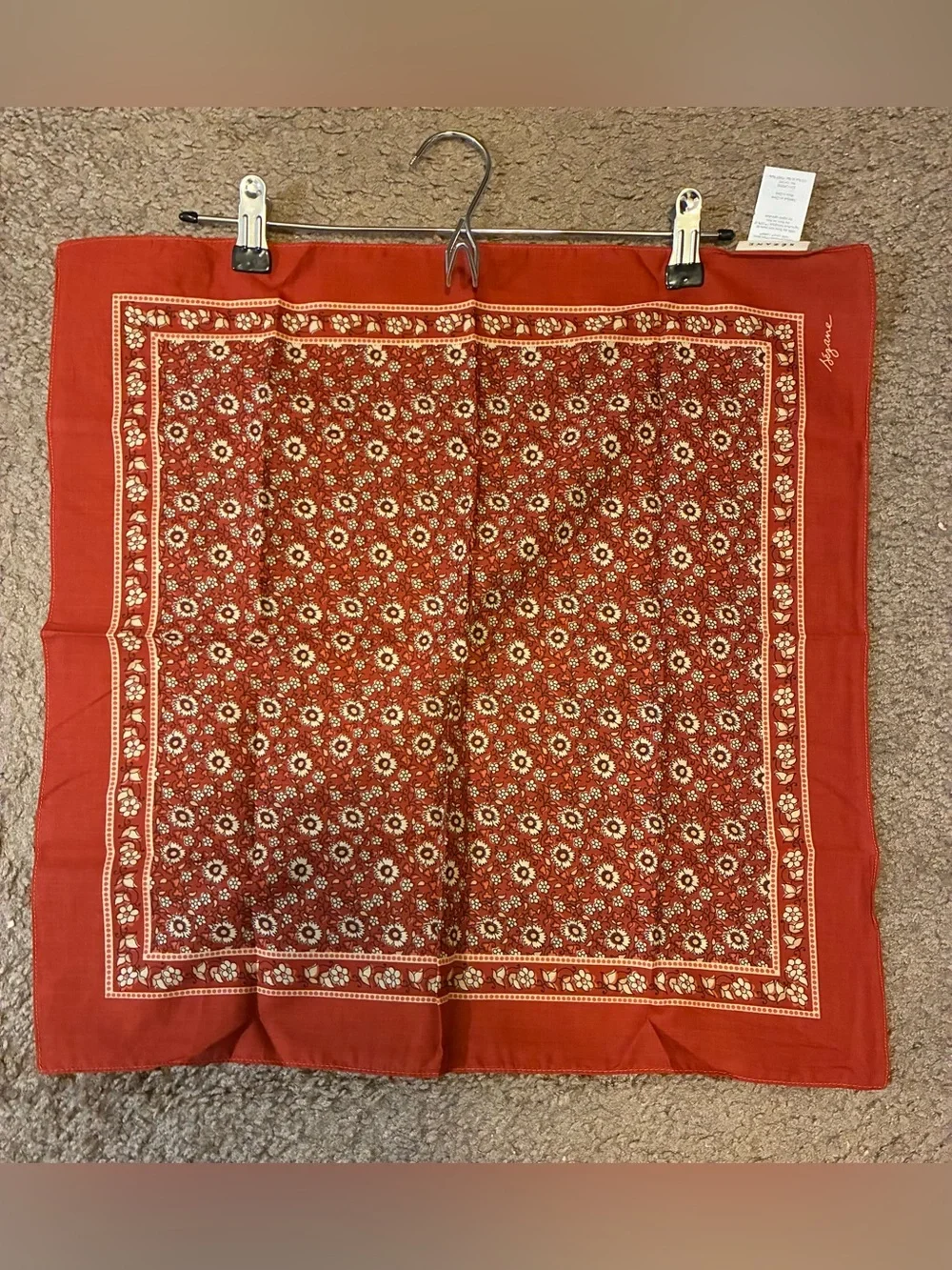 Sézane Red Floral Bandana Scarf